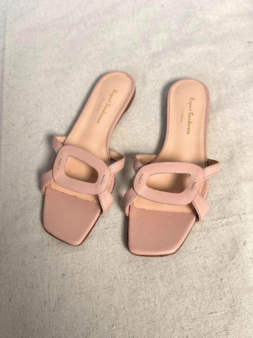 EUR 39 RUPERT SANDERSON Vintage Flat Sandals Rose Leather Carnation Pink 8.5